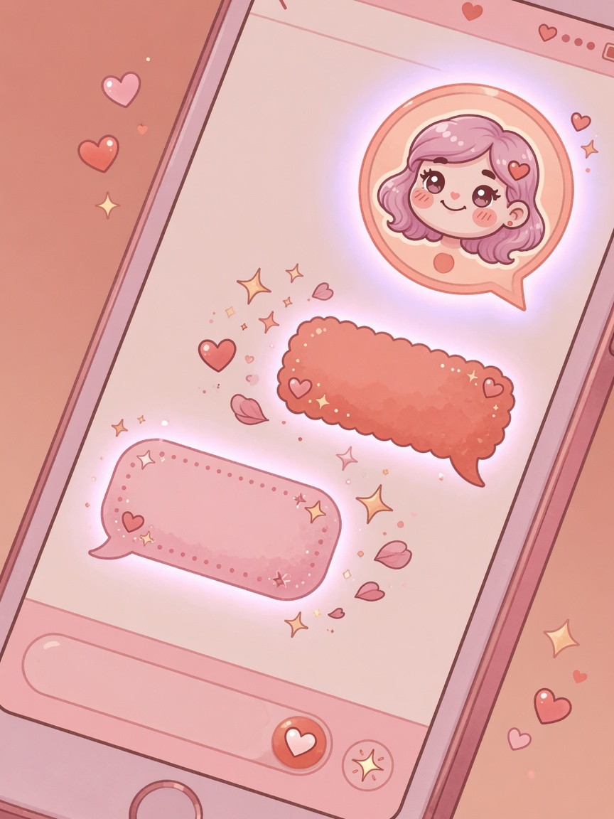 Smartphone showing a dating app conversation with friendly chatbot